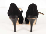 Jimmy Choo Suede Black Mary Jane Heels Size 38 Sd0925pzde