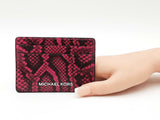 Michael Kors Jet Set Small Card Case In Deep Fuschia Snake-embossed Leather Fw0826wrdu