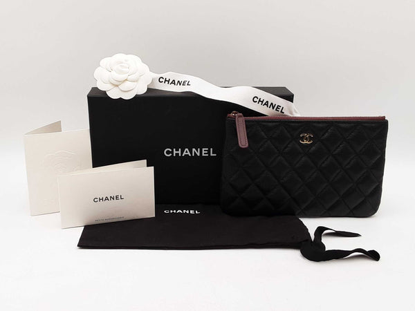 Chanel Classic Small O Case In Black Diamond Quilted Caviar Leather Fw0825rzxdu