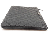 Chanel Boy O Black Leather Zipper Clutch Do0325exzde