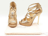Jimmy Choo Loila Gold Metallic Strappy Peep Toe Heels Size 35.5 Fw0824sxdu