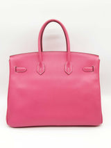 Hermes Birkin 35 Fuschia Pink Epsom Palladium Hardware Handbag Do0724crxzde