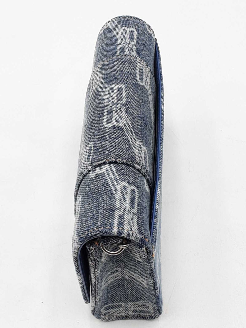 Balenciaga Denim Bb Monogram Hourglass Shoulder Bag Eb1025wrxdu