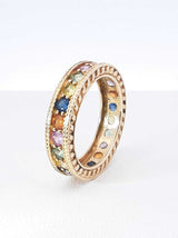 Rainbow Sapphire Eternity Band In 14k Yellow Gold 6 Grams Size 9 Fw1025lerdu