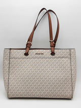 Michael Kors Jet Set Large Signature Logo Tote Bag White Aa0626wzsa