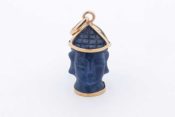 Blue Stone Buddha Pendant In 18k Yellow Gold Setting 2 Grams Eb1224irsa