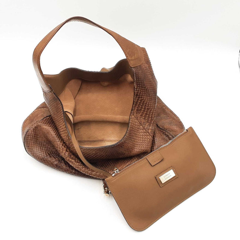 Gucci Jackie Hobo Bag In Glazed Chestnut Brown Python Leather Fw1025ocrdu