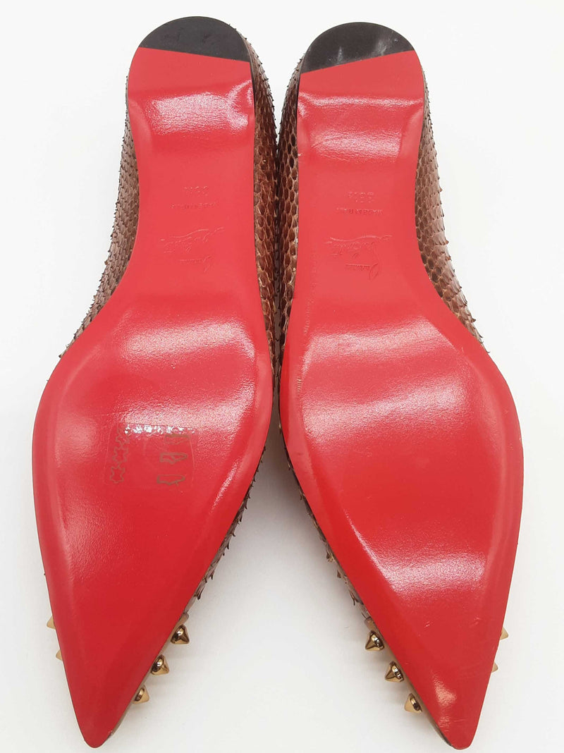 Christian Louboutin Brown Snakeskin Flats Size Eu 38.5 Do0525rxde