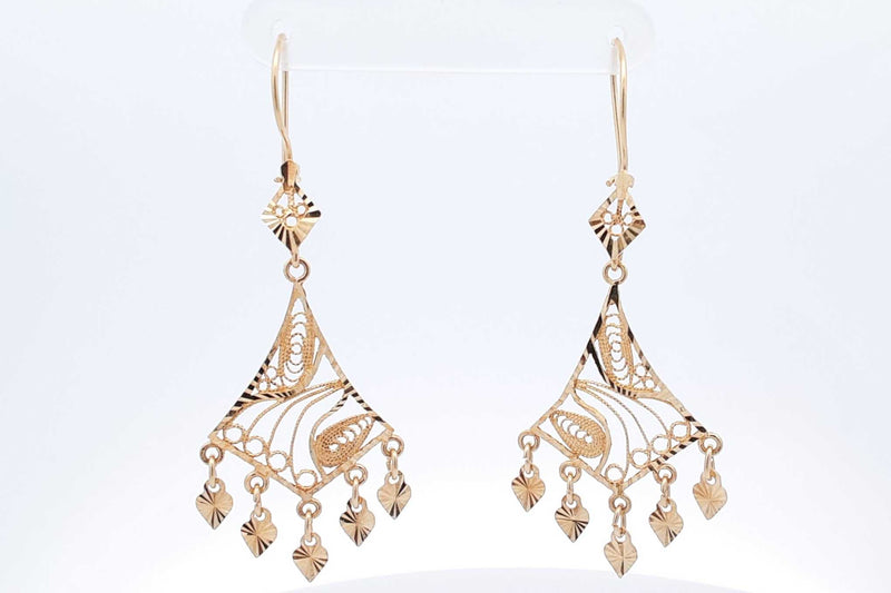 14k Yellow Gold Filigree Dangle Earrings 4.3 Grams Eb1124lcrsa