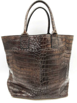 Bottega Veneta Dark Brown Matte Crocodile Leather Large Tote Bag Do0525rxzde