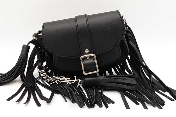 Yves Saint Laurent Mini Fringed Black Leather Crossbody Eb1025orzdu