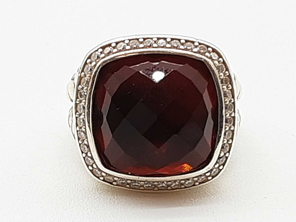 David Yurman Albion Sythentic Garnet 0.925 Silver 11.4g Ring Size 7 Do0625lxzde