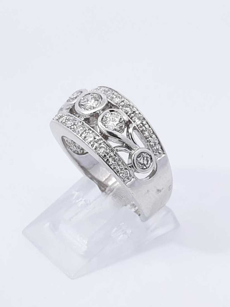 1.04 Cttw Diamond & 14k White Gold Etruscan-style Ring 7.5 Gram Sz 7 Fw0925wrzdu