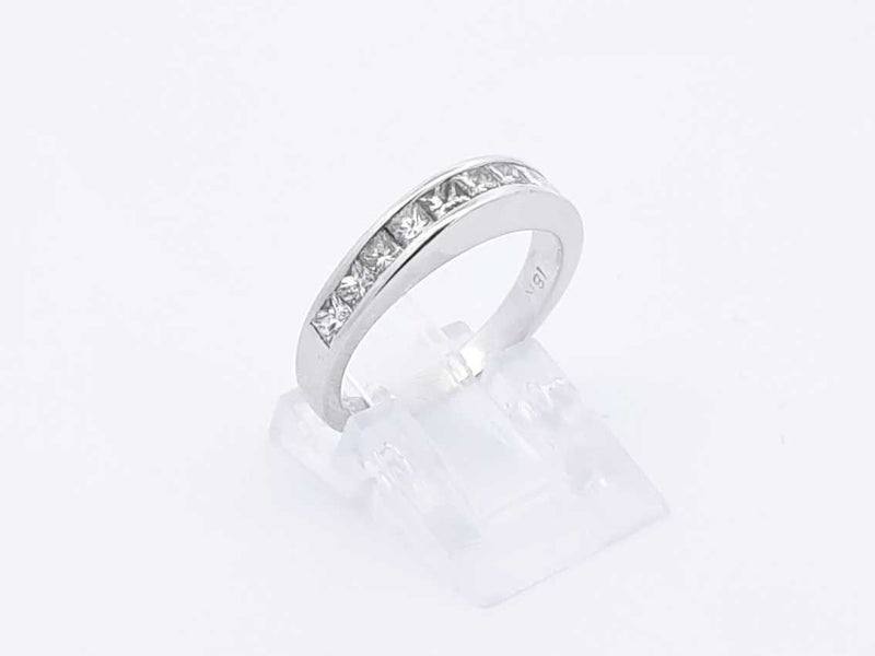 1.0 Ctw Channel-set Diamond & 18k White Gold Ring 4 Grams Size 5 Fw0925osrdu