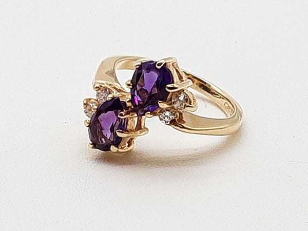 Pear Cut Amethyst 14k Yellow Gold 4.3g Ring Size 6 Do0825oxzde