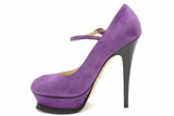 Yves Saint Laurent Tribute Mary Janes Purple Suede Pumps Size 37.5 Eb0926crsa