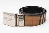Burberry Check & Black Leather Reversible Belt With Silver Tone Buckle Eb1225irdu