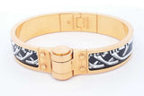 Hermes Balades Equestres Printed Enamel Hinged Bangle Bracelet 40.4g Eb0726oorde