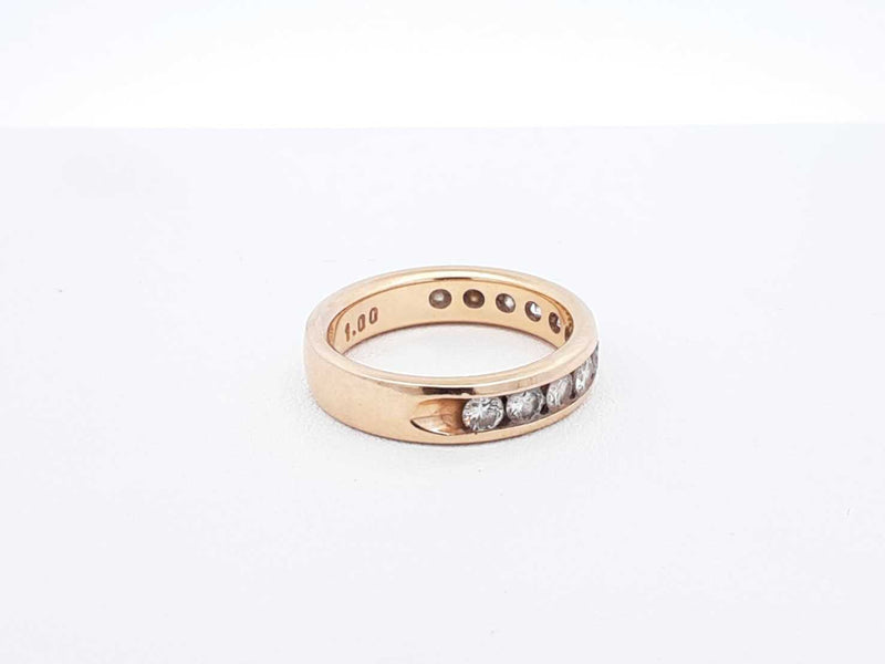 1.0 Ctw Channel-set Diamond & 14k Yellow Gold Ring 5.5 Grams Size 7 Fw0925orzdu