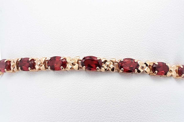 Garnet Bracelet In 14k Yellow Gold 7.1 Grams 7 Inch Eb1124llrdu