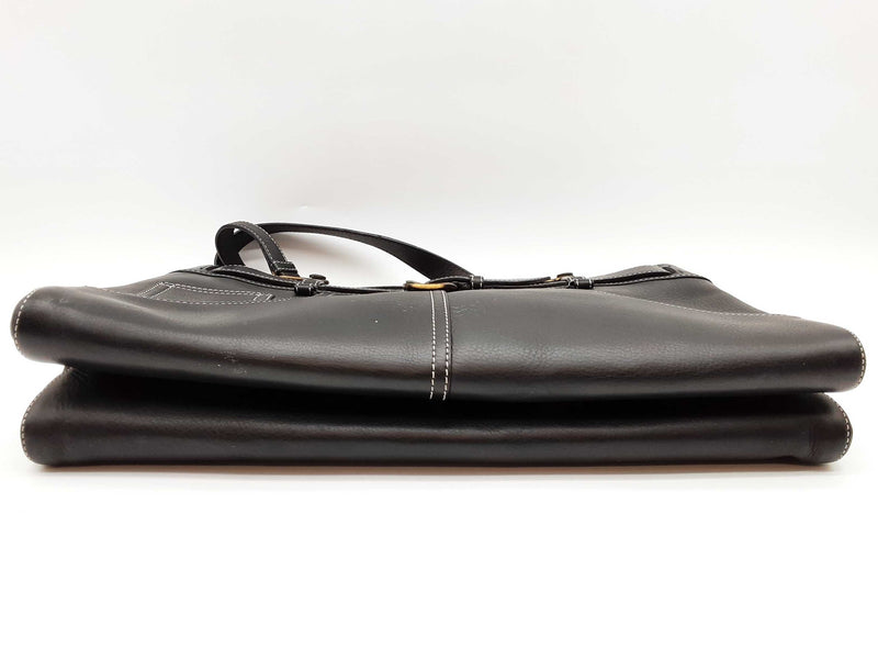 Christian Dior Black Leather Jeans Pocket Shoulder Tote Bag Do0525oxzde