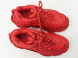 Balenciaga Triple S Sneakers In Red Allover Logo Faux Leather Size 8 Fw0926lrxdu