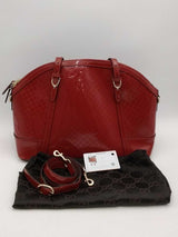Gucci Red Patent Leather Microguccissima Dome Satchel Bag Eb1026oxzsa
