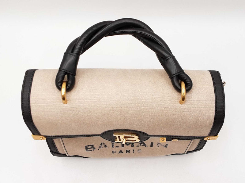 Balmain B-buzz Tote Bag In Canvas & Leather Fw0925pzxdu