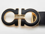 Salvatore Ferragamo Ganici Black Leather Large Metal Buckle Belt Do0326lorde