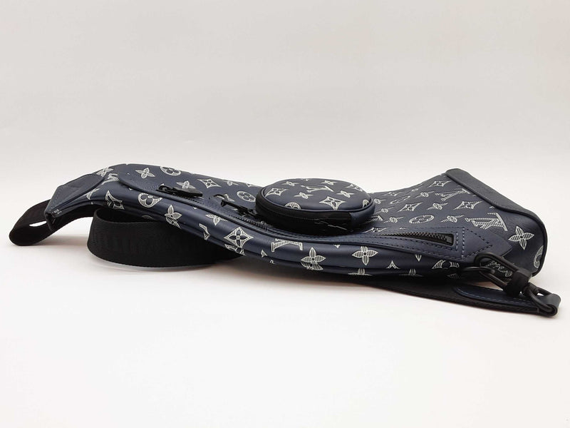 Louis Vuitton Duo Navy Blue Monogram Shadow Leather Slingbag Do0825loxzde
