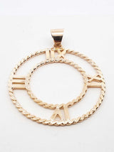 14k Yellow Gold Openwork Clock Face Pendant 11.3 Grams Fw0826izxdu