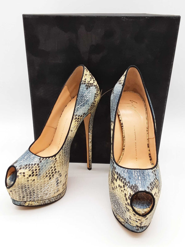 Giuseppe Zanotti Sharon Tricolor Python Embossed Heels Size Eu 36 Do0725crde