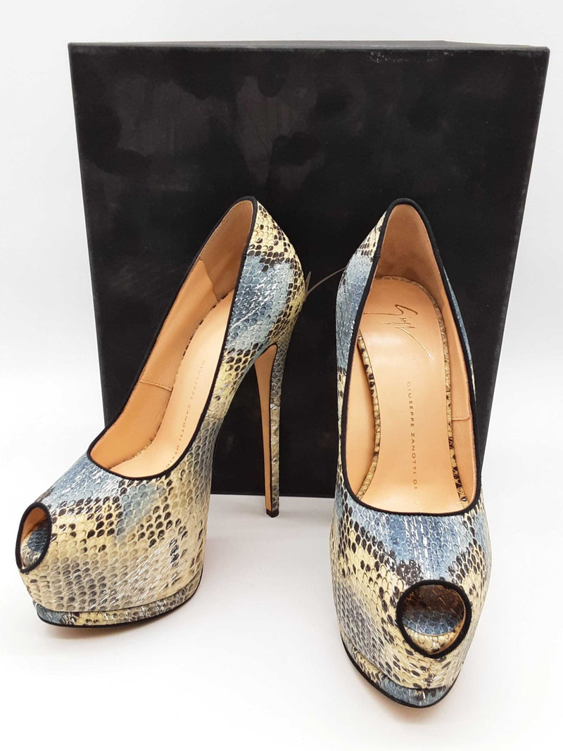 Giuseppe Zanotti Sharon Tricolor Python Embossed Heels Size Eu 36 Do0725crde