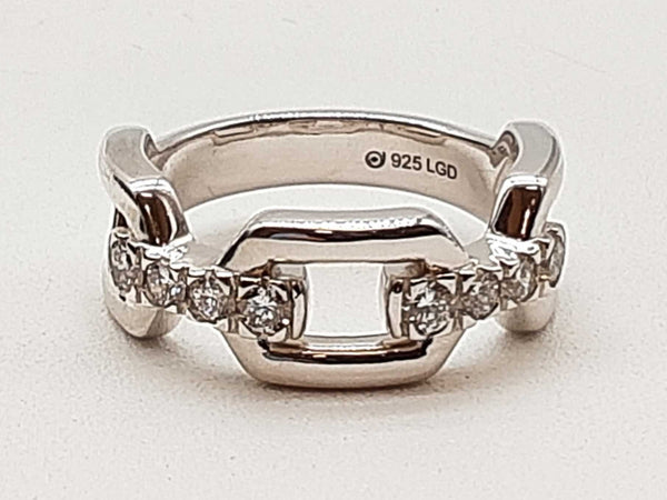 0.45 Cttw Lab Grown Diamonds 0.925 Silver 5.4g Chain Ring Size 7 Do0525cxde