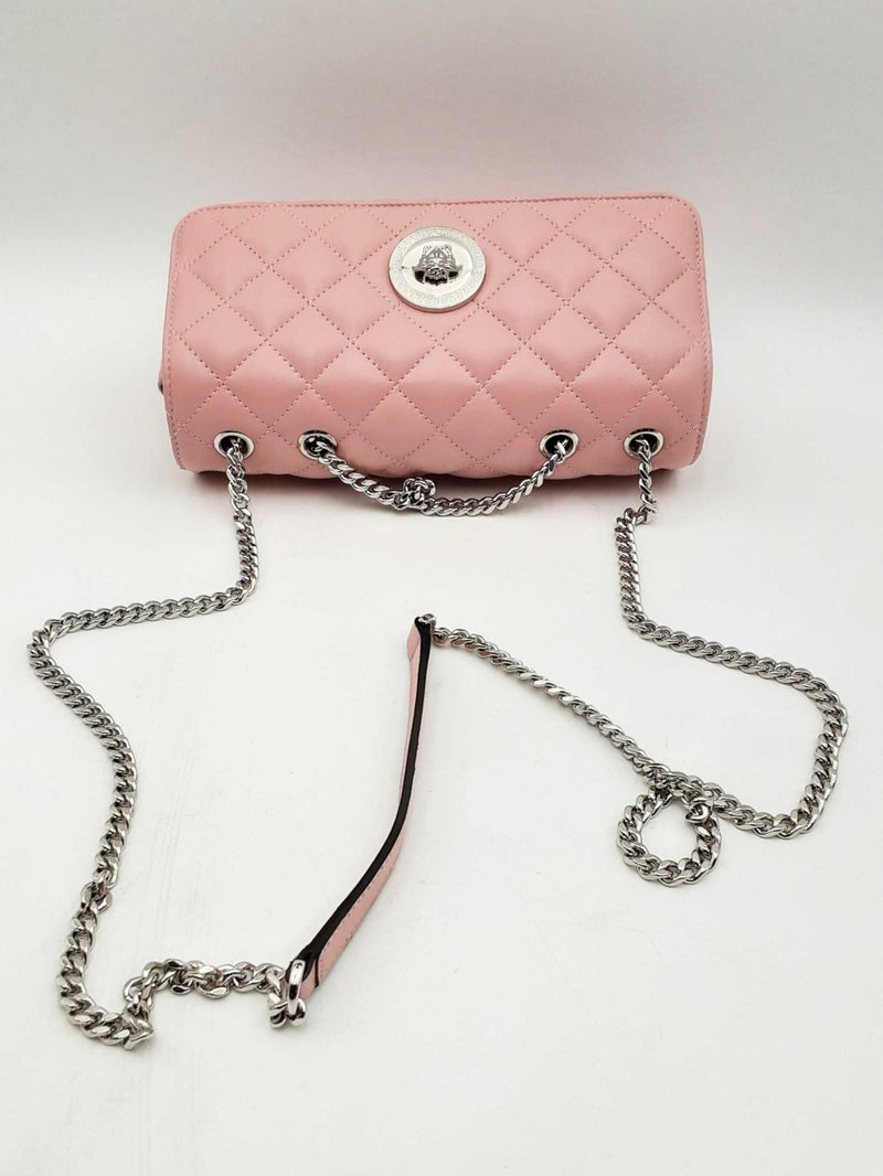 Versace Quilted Pink Leather Medusa Shoulder Bag Eb0824wxzsa