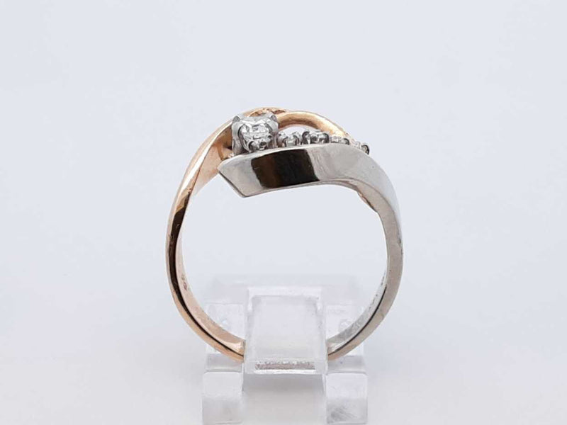 0.85 Cttw Diamond & 14k Two-tone Gold Wave Ring 5.9 Grams Size 7 Fw1025prxdu