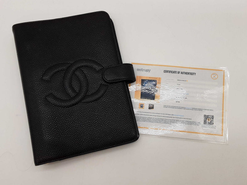 Chanel Timeless Black Caviar Classic Ring Agenda Cover Sd1225wrzde