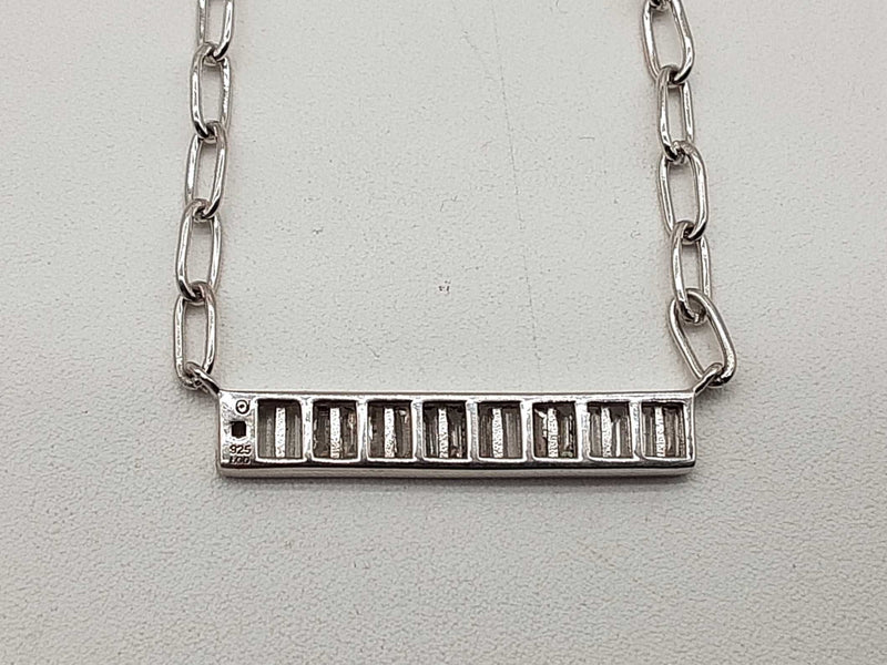 0.80 Cttw Lab Grown Diamonds 0.925 Silver 6.7g Bar Pendant Chain 19 In Do0525srde