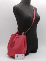Burberry Poppy Textured Leather Lorne Bucket Bag Red Aa0926lzxsa