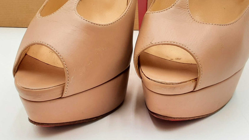 Christian Louboutin Calfskin Altapoppins 150 Beige Pumps Eb0525crdu
