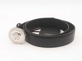 Versace Medusa Round Silver Buckle Black Calf Leather Belt 80/32 Sd0725lzxsa