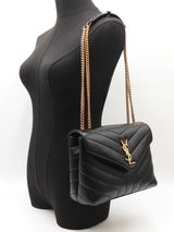 Yves Saint Laurent Loulou Small Matelassé Chain Bag In Black Lambskin Fw0726crxdu
