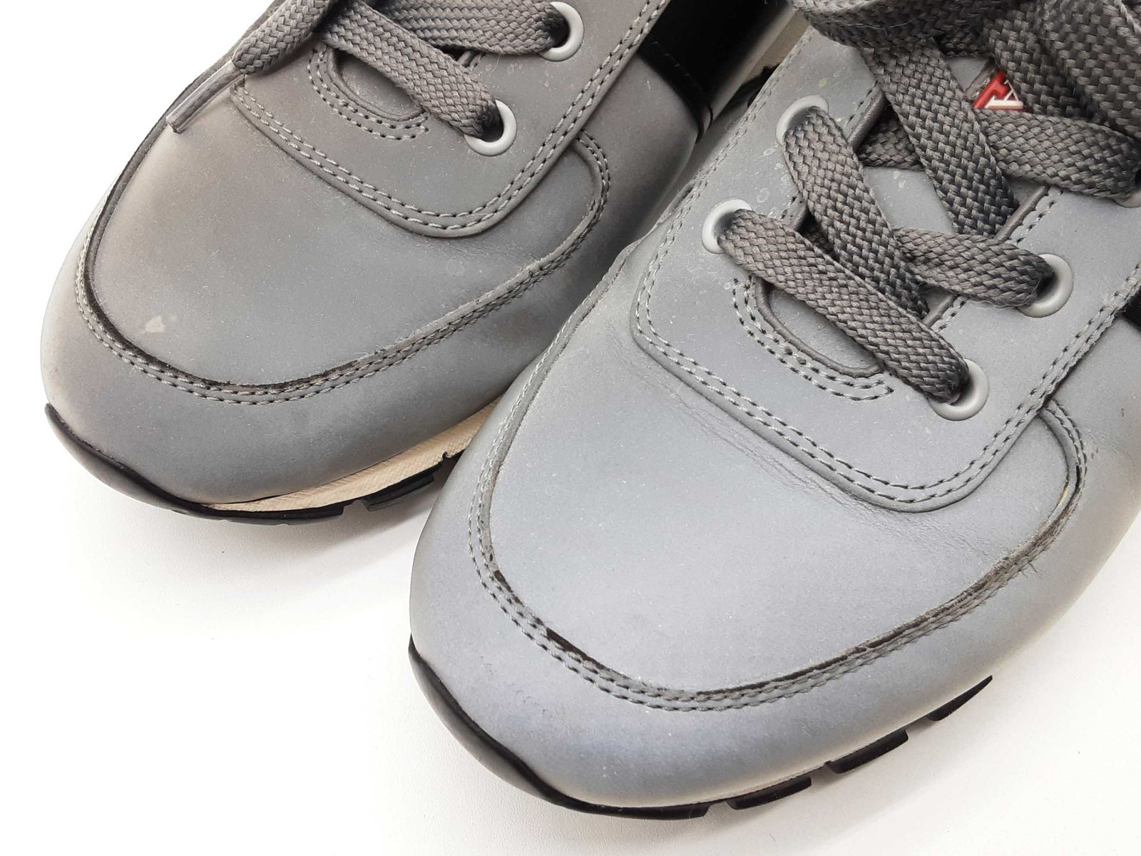 Prada 4e2718 Match Race Reflective Silver Gray Shoes Size Us 6.5 M