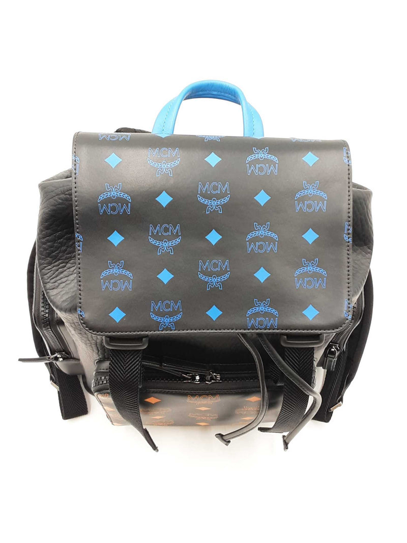 Mcm Brandenburg Visetos Logo Embossed Black Leather Backpack Fw0525wrxdu