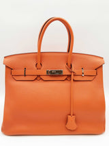 Hermes Birkin 35 Orange Togo Palladium Handbag Do0325crxzde