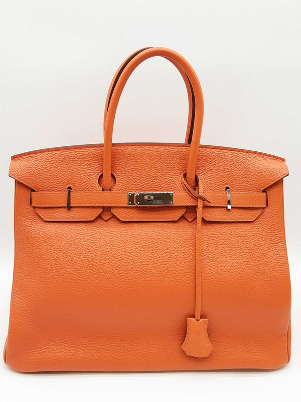 Hermes Birkin 35 Orange Togo Palladium Handbag Do0325crxzde