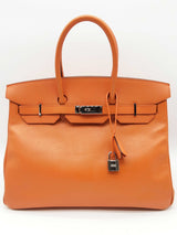 Hermes Birkin 35 Orange Epsom Palladium Hardware Handbag Do0124exzxde