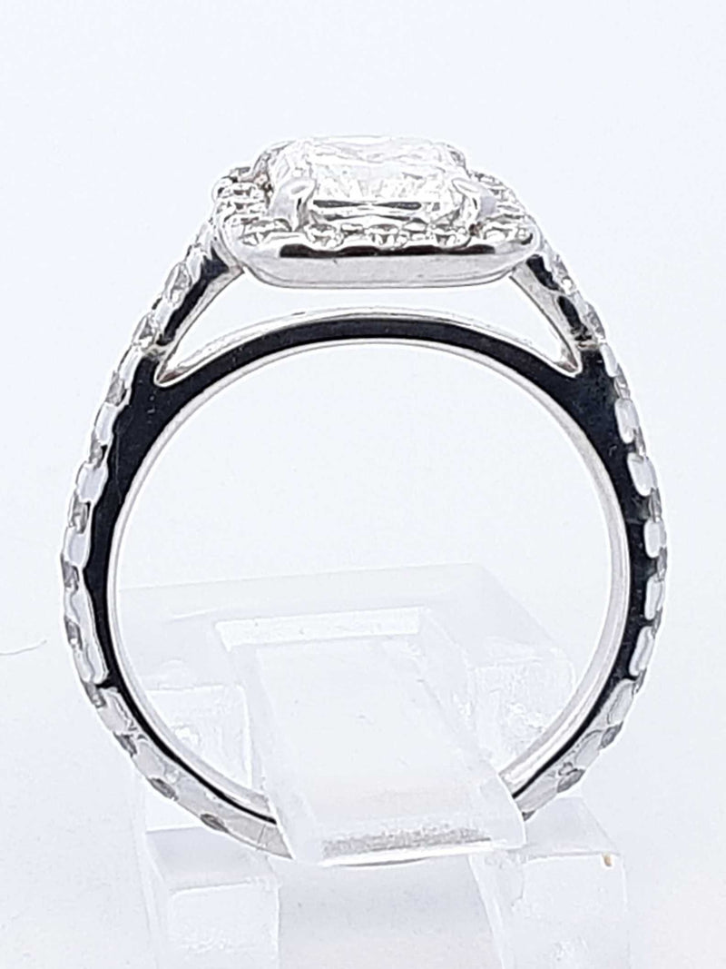 2.01 Cttw Diamond & 14k White Gold Halo Ring 2.8 Grams Size 5 Fw0124lrxzdu