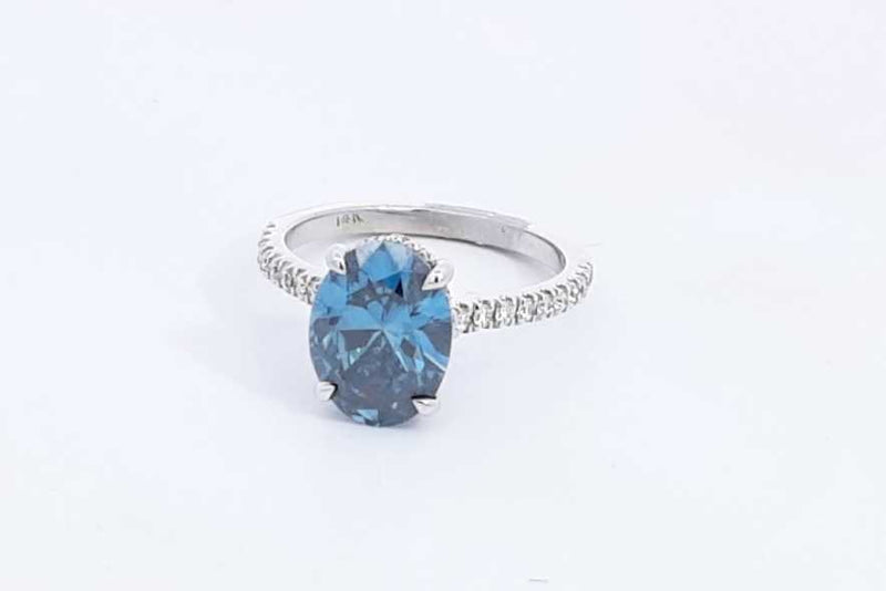 Lab Grown Oval Blue Diamond 2.69ctw Ring In 14k White Gold 3.2g Eb0923orzxsa