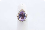 14k Yellow Gold Amethyst Ring With Diamonds Size 3.75 8.39 Grams Eb1123owxsa